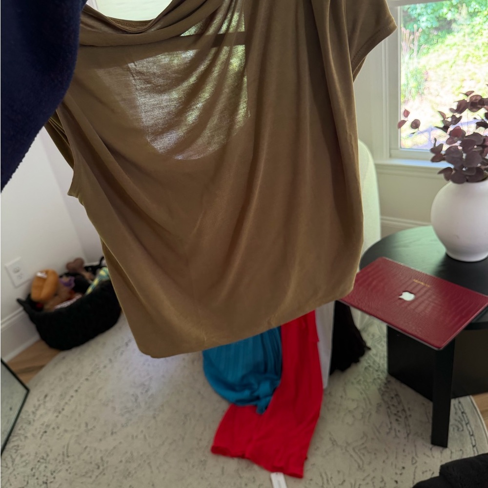 Free People Blake Top One-Shoulder Draped Top in Olive - Picture 3 of 3